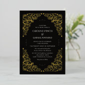 Elegant Vintage Scrollwork Wedding Foil Invitation 箔招待状 (立ち正面)