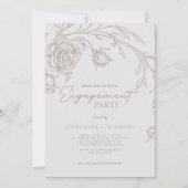 Elegant Vintage Sepia Engagement Party Invitation 招待状 (正面)