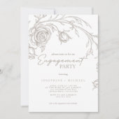 Elegant Vintage Sepia Engagement Party Invitation 招待状 (正面)