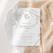 Elegant Vintage Sepia Engagement Party Invitation 招待状