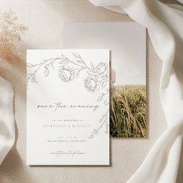 Elegant Vintage Sepia Save the Evening Wedding セーブザデート