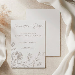 Elegant Vintage Sepia Wedding Save the Date Card セーブザデート