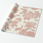 Elegant Vintage Soft Pink Toile Deer Woodland ラッピングペーパー<br><div class="desc">Inspired by the classic vintage French toile de jouy linen fabric pattern, with forest animals, deer, fox, trees, wonderful naturalist pattern for the holiday season or any other occasion. The light shade of pink red is closest to baby or queen pink and is perfect for weddings, pink Christmas décor and...</div>