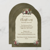 Elegant Vintage Style Florals Christmas Arch 招待状 (正面/裏面)