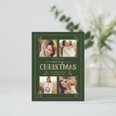 Elegant Vintage Style Merry Christmas 4-Photo  シーズンポストカード (スタンド正面)