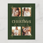 Elegant Vintage Style Merry Christmas 4-Photo  シーズンポストカード (正面)