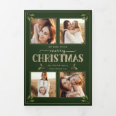 Elegant Vintage Style Merry Christmas 4-Photo  三つ折りカード (カバー)