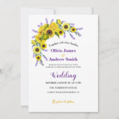 Elegant Vintage Sunflower & Lavender Wedding Party 招待状 (正面)