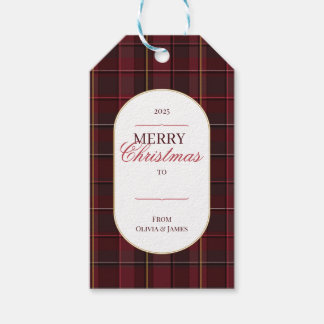Elegant vintage Tartan Plaid Christmas gift tag ギフトタグ