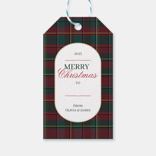 Elegant vintage Tartan Plaid Christmas gift tag ギフトタグ (正面)