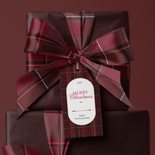 Elegant vintage Tartan Plaid Christmas gift tag ギフトタグ