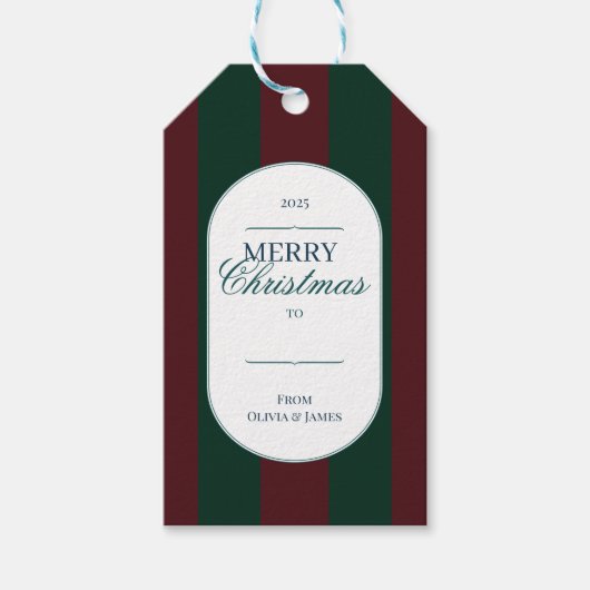Elegant vintage Tartan Plaid Christmas gift tag ギフトタグ (正面)