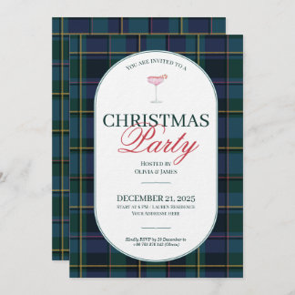 Elegant vintage Tartan Plaid Christmas Invitation 招待状