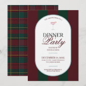 Elegant vintage Tartan Plaid Christmas Invitation 招待状 (正面/裏面)