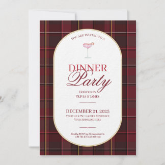 Elegant vintage Tartan Plaid Christmas Invitation 招待状