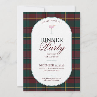 Elegant vintage Tartan Plaid Christmas Invitation 招待状