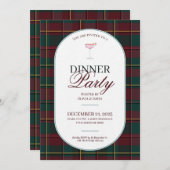 Elegant vintage Tartan Plaid Christmas Invitation 招待状 (正面/裏面)