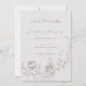 Elegant Vintage Taupe Sepia Rose  セーブザデート (正面)