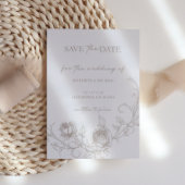 Elegant Vintage Taupe Sepia Rose  セーブザデート