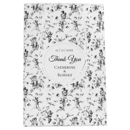 Elegant Vintage Toile Cupid Angels Thank You ミディアムペーパーバッグ