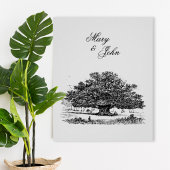 Elegant Vintage Tree Sketch Wedding Poster ポスター