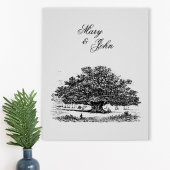 Elegant Vintage Tree Sketch Wedding Poster ポスター