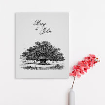 Elegant Vintage Tree Sketch Wedding Poster