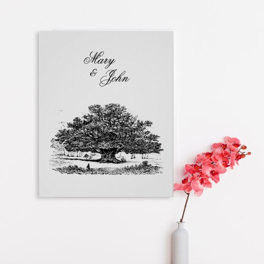 Elegant Vintage Tree Sketch Wedding Poster ポスター