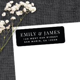 Elegant Vintage Type Black Wedding Return Address ラベル
