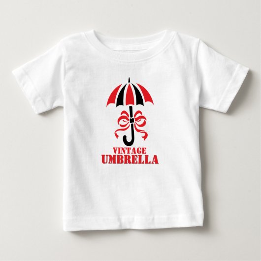 Elegant Vintage Umbrella with Ribbon Bow Design ベビーTシャツ (正面)