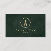 Elegant Vintage Unique Monogram Emerald Dark Green 名刺 (正面)