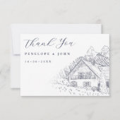 Elegant Vintage Vineyard Illustration Wedding サンキューカード (正面)