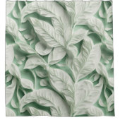 Elegant vintage white green botanical leaf pattern シャワーカーテン (正面)