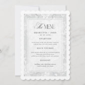 Elegant Vintage White Lace Wedding Menu Card 招待状 (正面)