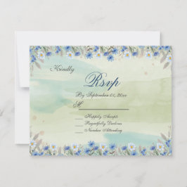 Elegant Vintage Wildflower Frame Wedding RSVP Card 招待状