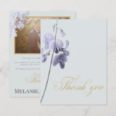 Elegant Violet and Mint Wedding Thank You Card サンキューカード (正面/裏面)