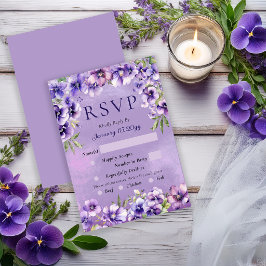 Elegant Violet Floral Wedding RSVP Card