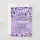Elegant Violet Floral Wedding RSVP Card (正面)