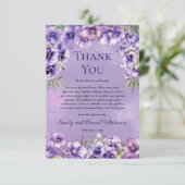 Elegant Violet Floral Wedding Thank You Card サンキューカード (スタンド正面)