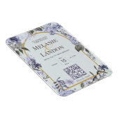 Elegant violet & gold hydrangea wedding invitation マグネット (右側)