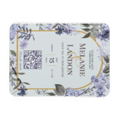 Elegant violet & gold hydrangea wedding invitation マグネット (横)