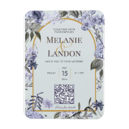 Elegant violet & gold hydrangea wedding invitation マグネット