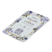 Elegant violet & gold hydrangea wedding invitation マグネット (左側)
