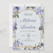 Elegant violet hydrangea lilacs wedding invitation 招待状 (正面)