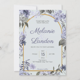 Elegant violet hydrangea lilacs wedding invitation 招待状