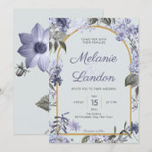 Elegant violet hydrangea lilacs wedding invitation 招待状 (正面/裏面)
