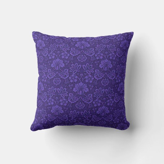 Elegant Violet Vintage Damask Pattern クッション (裏面)