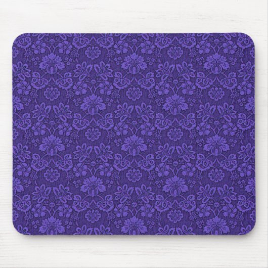 Elegant Violet Vintage Damask Pattern マウスパッド (正面)