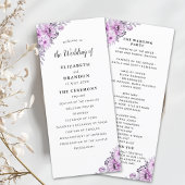 Elegant Violet Watercolor Flowers - Wedding  プログラム