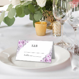 Elegant Violet Watercolor Flowers - Wedding Party プレイスカード